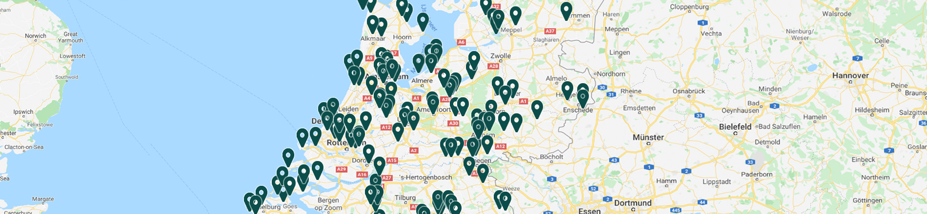 Deel van Nederland op Google Maps