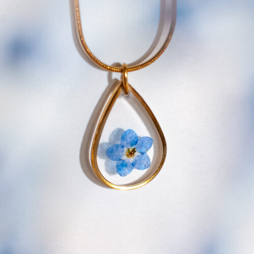 Vergeet-me-niet hanger en ketting
