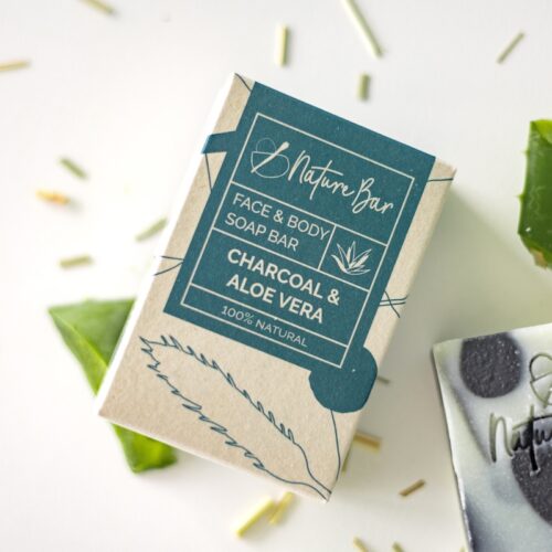 bovenaanzicht doosje charcoal & aloe vera bar van Nature Bar