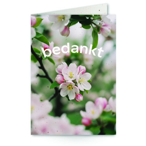 wenskaart met bloemen en tekst bedankt